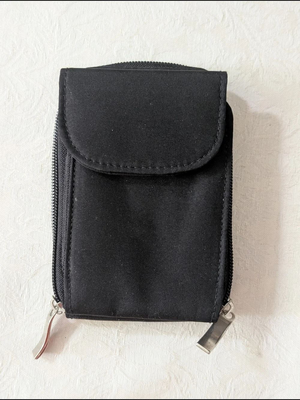 TravelTrend Black Nylon Zip-Around Travel Passport & ID Holder Wallet Organizer